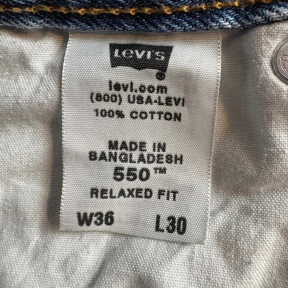 Levis 550 Y2K Relaxed Fit Tapered Leg Jeans 36x30 Medium Wash Blue Y2K Denim